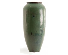 Luxusná koloniálna keramická váza Manta v oválnom kruhovom tvare so zelenou glazúrou 160 cm 