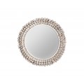 Luxusné etno okrúhle nástenné zrkadlo Ferias s mušľovým bielym rámom 102 cm