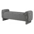Luxusná art deco čalúnená čierno biela dvojmiestna obdĺžniková lavica Hubert so vzorovaným pásikovým dizajnom 155 cm