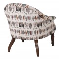 Luxusné vidiecke čalúnené kreslo Misaj s bavlneným béžovým poťahom s lesným motívom a masívnymi hnedými nožičkami 75 cm 