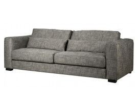 Luxusná moderná trojmiestna obdĺžniková sedačka Ecila s eko poťahom v sivej farbe s textúrou a malými čiernymi nožičkami 255 cm