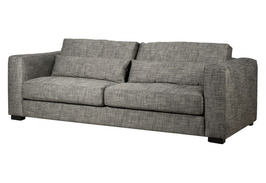 Luxusná moderná trojmiestna obdĺžniková sedačka Ecila s eko poťahom v sivej farbe s textúrou a malými čiernymi nožičkami 255 cm