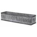 Štýlový industriálny kovový obdĺžnikový kvetináč Hubi s patinou v sivej farbe s vrúbkovanou štruktúrou 90 cm  