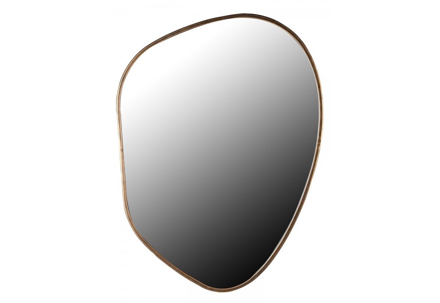Dizajnové nástenné art deco atypické zrkadlo Calista s kovovým rámom v mosadznej farbe 80 cm