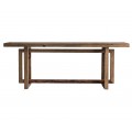 Luxusný obdĺžnikový moderný konzolový stolík Kairo z hnedého dreva so zachovanou štruktúrou s geometrickou podstavou 200 cm