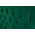 Štýlová chesterfield smaragdová zelená manželská posteľ Kreon so zamatovým poťahom s nízkymi čiernymi nožičkami 220 cm