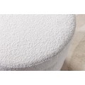 Moderná biela bouclé okrúhla taburetka Eliana s úložným priestorom 49 cm