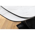 Luxusný mramorový rozkladací obdĺžnikový jedálenský stôl Hoal v bielej farbe s kovovými čiernymi atypickými nožičkami 260 cm 