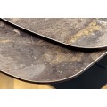 Luxusný rozkladací obdĺžnikový mramorový jedálenský stôl Hoal z keramickou hnedou doskou a čiernymi kovovými nožičkami 260 cm