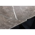 Luxusný rozkladací čierny jedálenský stôl Hoal s oblými rohmi s vrchnou doskou s mramorovým efektom a čiernymi nožičkami 260 cm