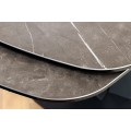 Luxusný rozkladací čierny jedálenský stôl Hoal s oblými rohmi s vrchnou doskou s mramorovým efektom a čiernymi nožičkami 260 cm