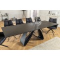 Luxusný rozkladací obdĺžnikový jedálenský stôl Hoal s hnedo čiernou doskou s mramorovým efektom a čiernymi nožičkami 260 cm 
