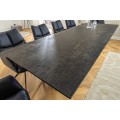 Luxusný rozkladací obdĺžnikový jedálenský stôl Hoal s hnedo čiernou doskou s mramorovým efektom a čiernymi nožičkami 260 cm 