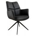 Dizajnové moderné otočné kancelárske kreslo Mariposa s pravým koženým poťahom v čiernej farbe s prešívaním s opierkami na ruky s kovovou čiernou nohou
