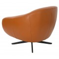 Luxusné moderné otočné kreslo Vita Naturale s koňakovo hnedým poťahom z pravej kože a kovovou podstavou  86 cm