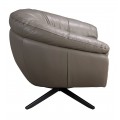 Luxusné moderné otočné kreslo Forma Moderna so sivým poťahom s pravej kože a kovovou podstavou 85 cm