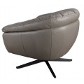 Luxusné moderné otočné kreslo Forma Moderna so sivým poťahom s pravej kože a kovovou podstavou 85 cm