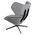 Luxusné moderné otočné kreslo Gallinetto s textilným poťahom so vzorom kohútej stopy v čiernej a bielej farbe 98 cm