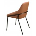 Luxusná kožená jedálenská stolička Forma Moderna v teplej hnedej farbe s čiernou kovovou podstavou 83 cm
