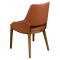 Luxusná moderná hnedá jedálenská stolička Vita Naturale s koženým poťahom a orechovými drevenými nožičkami 83 cm