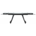 Luxusný sklenený rozkladací obdĺžnikový jedálenský stôl Urbano s priehľadnou vrchnou doskou a čiernou kovovou podstavou 270 cm