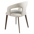 Luxusná moderná čalúnená jedálenská stolička Maurius v biele off white farbe s kovovými hnedými nožičkami 77 cm 