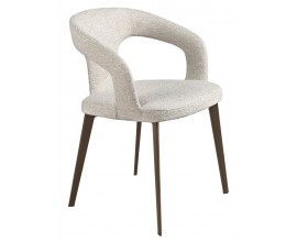 Luxusná moderná čalúnená jedálenská stolička Maurius v biele off white farbe s kovovými hnedými nožičkami 77 cm 