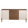 Luxusný moderný dvojdverový príborník Forma Moderna s tromi zásuvkami v hnedej a béžovej farbe so zlatými detailmi 180 cm