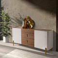 Luxusný moderný dvojdverový príborník Forma Moderna s tromi zásuvkami v hnedej a béžovej farbe so zlatými detailmi 180 cm