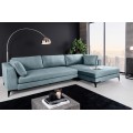Dizajnová industriálna moderná zamatová rohová sedačka Molara s kovovými nožičkami a piatimi vankúšmi 313 cm
