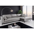 Dizajnová industriálna rohová trojmiestna čalúnená sedačka Molara so sivým zamatovým poťahom s nízkymi nožičkami 313 cm
