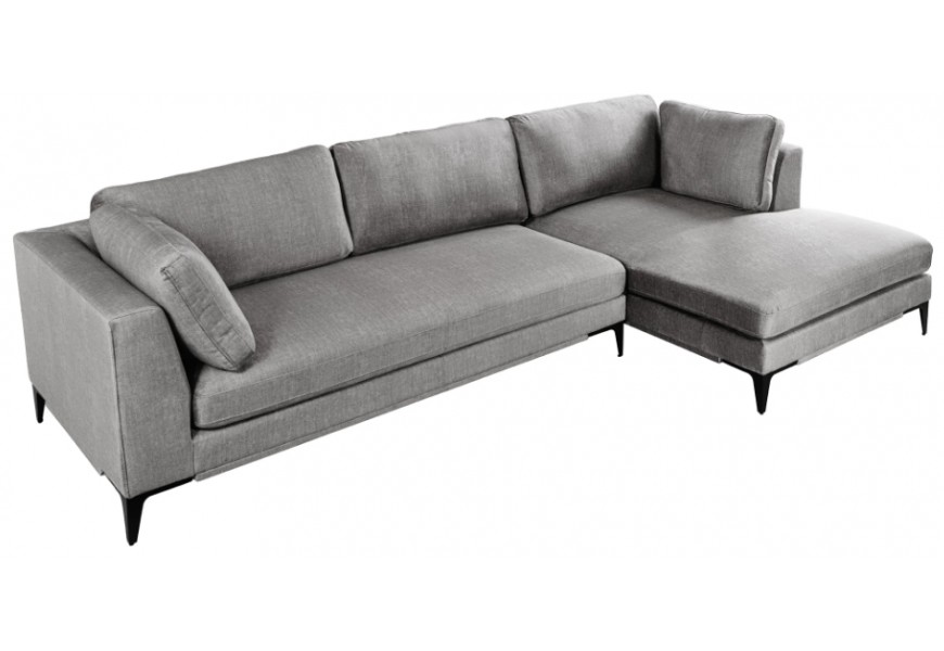Dizajnová industriálna rohová trojmiestna čalúnená sedačka Molara so sivým zamatovým poťahom s nízkymi nožičkami 313 cm