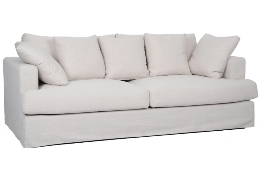 Dizajnová moderná čalúnená ľanová obdĺžniková béžová sedačka Heaven s piatimi vankúšmi 210 cm