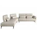 Luxusná moderná rohová sedačka Forma Moderna s poťahom z pravej kože v pieskovej sivej farbe 341 cm