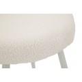Moderná dizajnová bouclé biela čalúnená jedálenská stolička Janar s bielymi kovovými nožičkami 67 cm