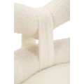 Moderná dizajnová bouclé biela čalúnená jedálenská stolička Janar s bielymi kovovými nožičkami 67 cm