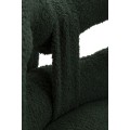 Moderná dizajnová čalúnená tmavo zelená jedálenská stolička Janar s bouclé poťahom a kovovými zlatými nožičkami 67 cm