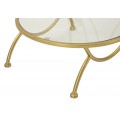 Dizajnový glamour okrúhly zlatý príručný stolík Natura Elegante s florálnym zdobením a sklenenou vrchnou doskou a policou 78 cm