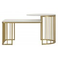 Dizajnový art deco mramorový konferenčný stolík Hera s kovovou zlatou konštrukciou v okrúhlom a obdĺžnikovom tvare 90 cm