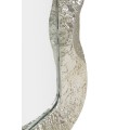 Glamour vysoké obdĺžnikové nástenné zrkadlo Elissia so strieborným rámom s plastickým vlnitým vzorom 160 cm