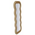 Moderné nástenné zrkadlo Swan v obdĺžnikovom atypickom vlnitom tvare s dvojitým rámom v béžovom zamatovom poťahu 160 cm