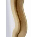 Moderné nástenné zrkadlo Swan v obdĺžnikovom atypickom vlnitom tvare s dvojitým rámom v béžovom zamatovom poťahu 160 cm