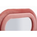Moderné ružové obdĺžnikové nástenné zrkadlo Swan s dvojitým vlnitým rámom so zamatovým poťahom 160 cm