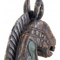 Dizajnová vintage dekorácia Cavaliero v podobe hlavy koňa z teakového dreva v tmavých hnedých odtieňoch 48 cm