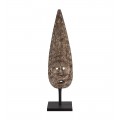 Dizajnová etno dekorácia Taha s dizajnom tradičnej kmeňovej masky v hnedej farbe 89 cm