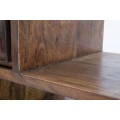 Industriálny obdĺžnikový hnedý regál Selvaggio z masívneho dreva s výraznou štruktúrou a kovovými nožičkami 180 cm