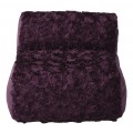 Moderné štvorcové dizajnové čalúnené kreslo Rosaria vo fialovej farbe s poťahom s motívom ruží 81 cm