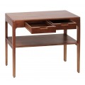 Luxusný masívny konzolový stolík Liberia s dvomi zásuvkami a jednou policou z mahagónového dreva v hnedej farbe 120 cm
