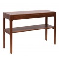 Luxusný masívny konzolový stolík Liberia s dvomi zásuvkami a jednou policou z mahagónového dreva v hnedej farbe 120 cm