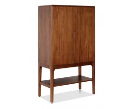 Luxusná koloniálna barová skrinka Liberia z masívneho mahagónového dreva v hnedej farbe s červeným podtónom s dvojitími dvierkami s obdĺžnikovými úchytkami a otvorenou policou